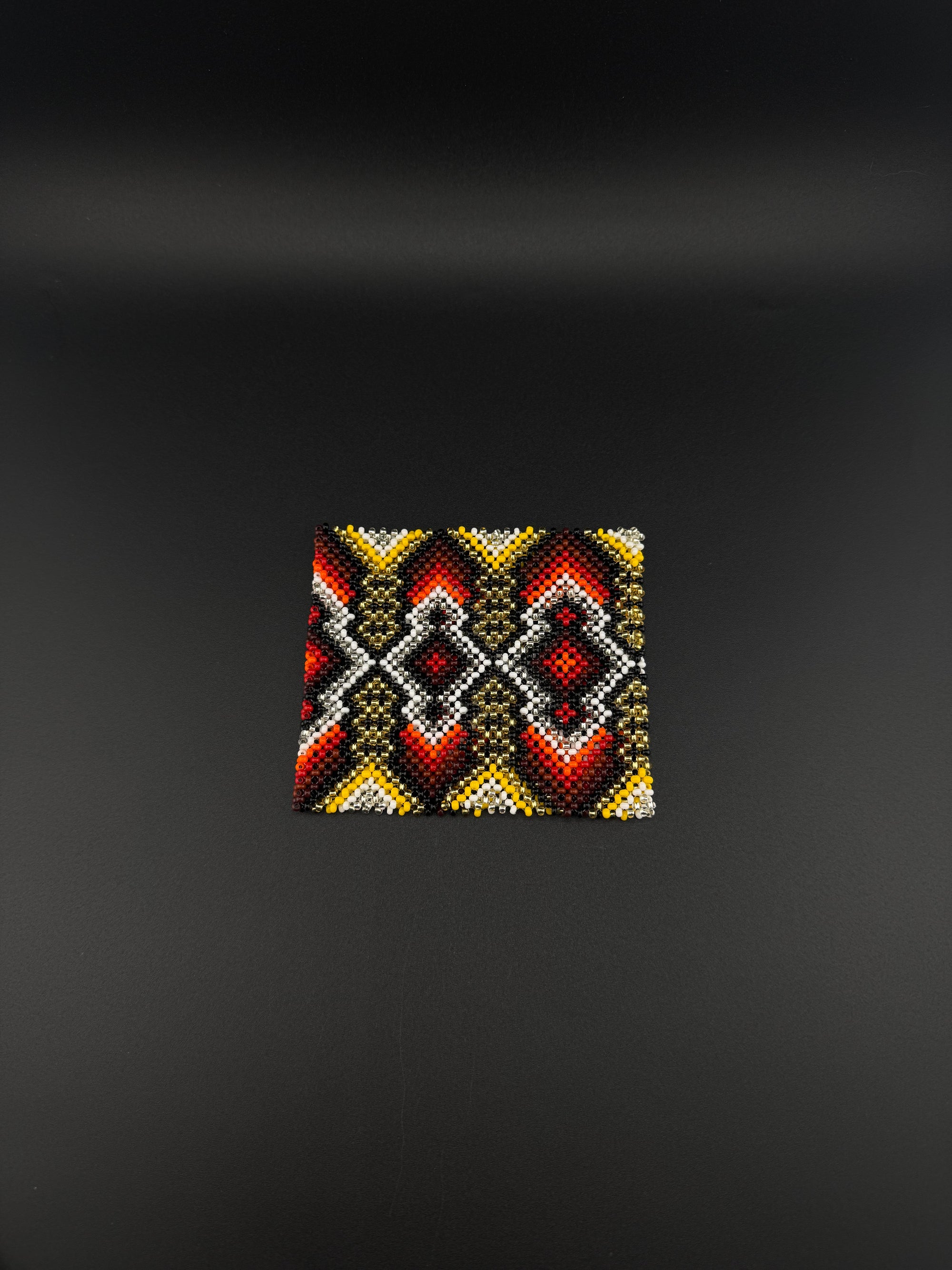 Red and Gold Beaded Yawanawa Cuff