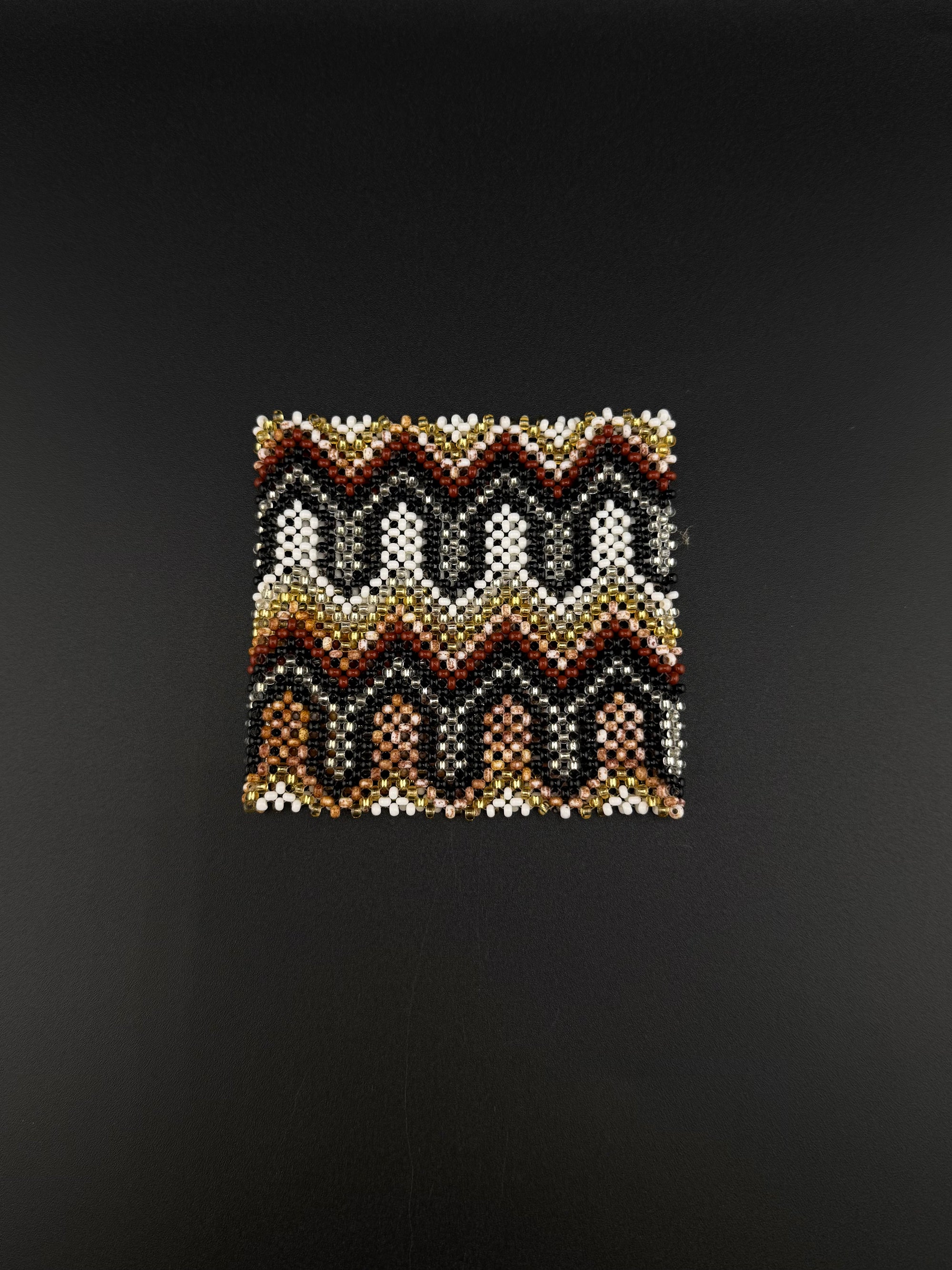 Gold and Brown Beaded Yawanawa Cuff