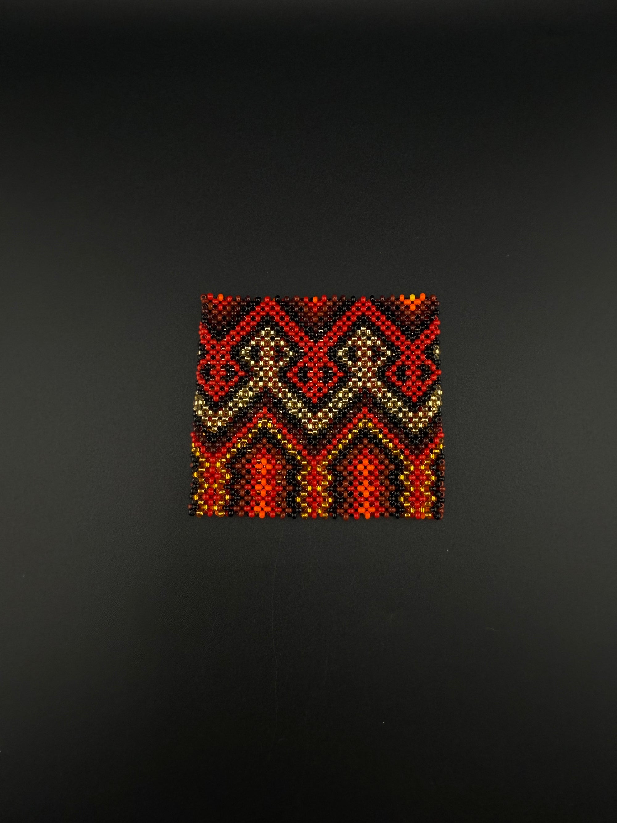 Red Beaded Yawanawa Cuff