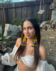 Yellow Huni Kuin Beaded Fringe Earrings