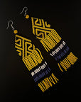 Yellow Huni Kuin Beaded Fringe Earrings