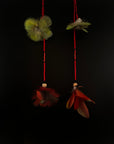 Red Double Pom Huni Kuin Feather Earring
