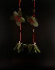 Orange & Lime Double Pom Huni Kuin Feather Earring