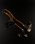 Orange Double Pom Huni Kuin Feather Earring