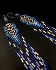 Blue Huni Kuin Beaded Fringe Earrings
