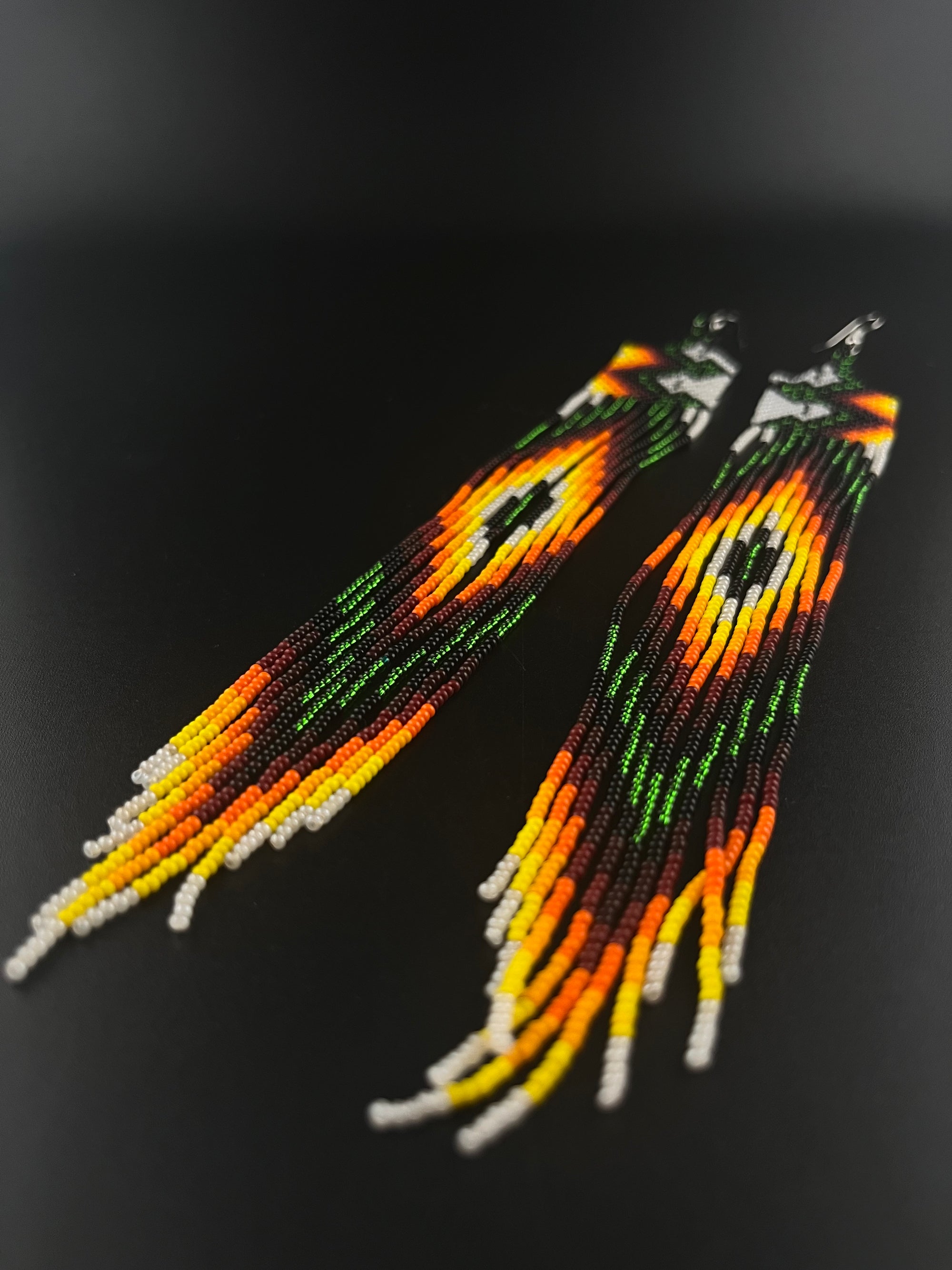 Multicolor Huni Kuin Beaded Fringe Earrings