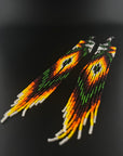 Multicolor Huni Kuin Beaded Fringe Earrings
