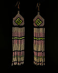 Pink Huni Kuin Beaded Fringe Earrings