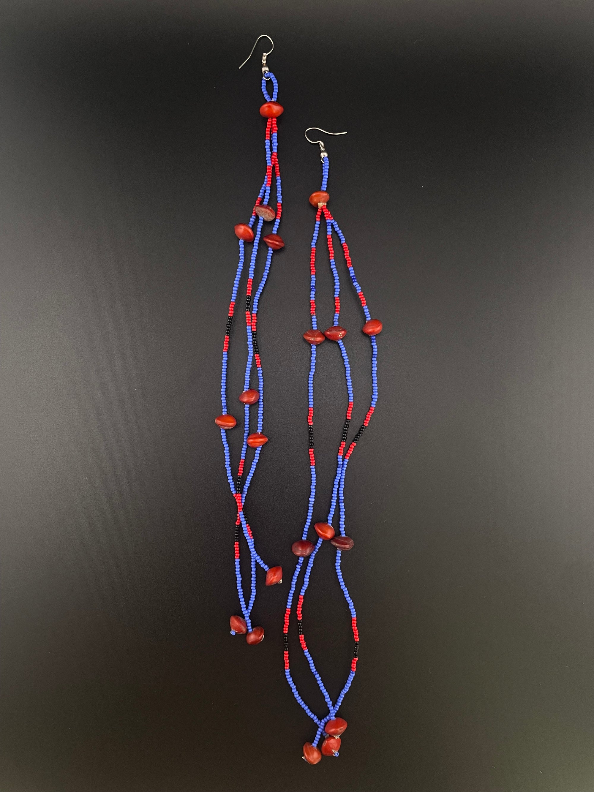 Macaw Long Huni Kuin Beaded Earrings