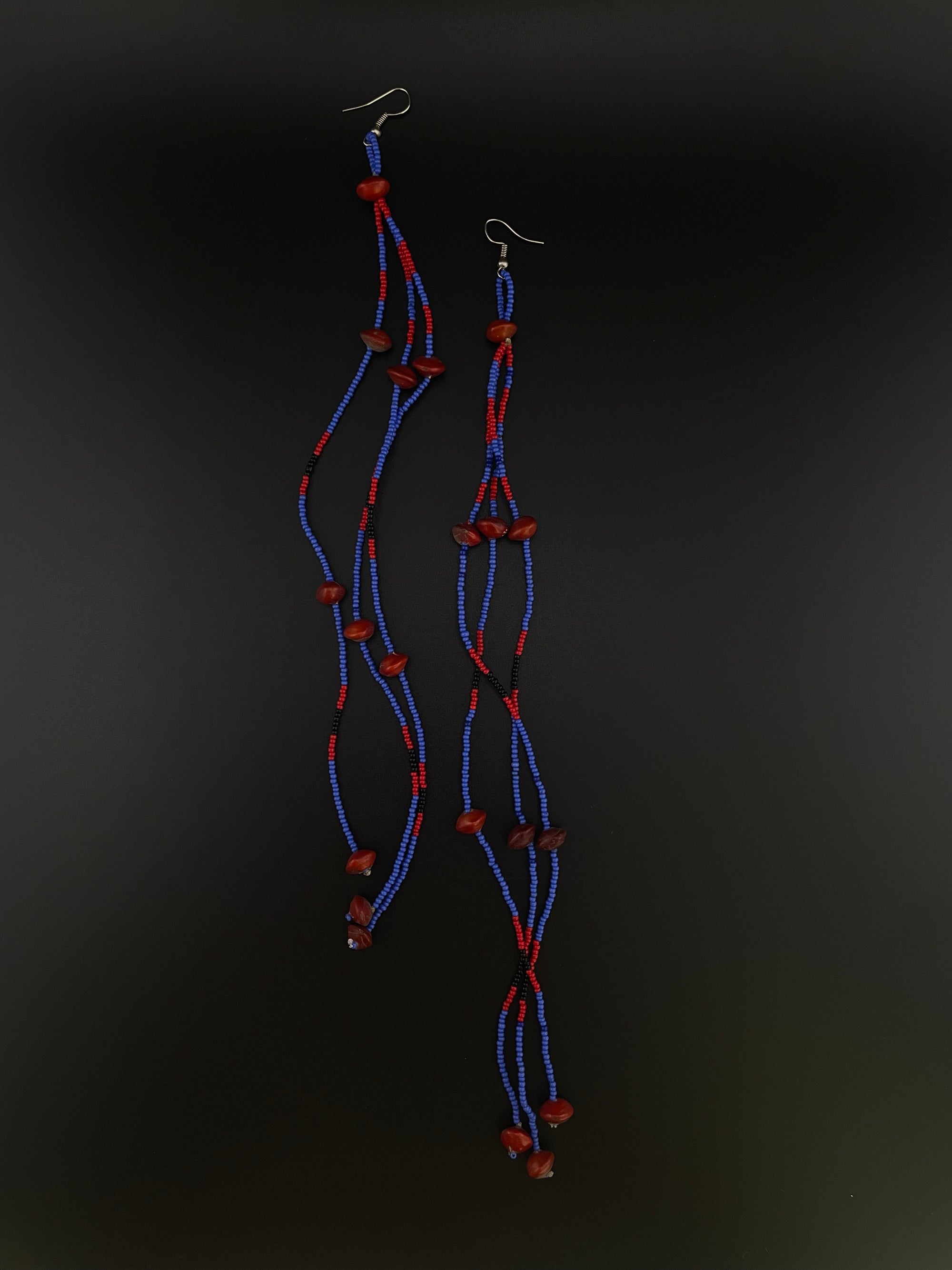 Macaw Long Huni Kuin Beaded Earrings