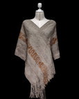 Eternal Prayer | Grey Baby Alpaca Fringe Wrap 034