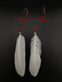 White Solo Feather Huni Kuin Earrings
